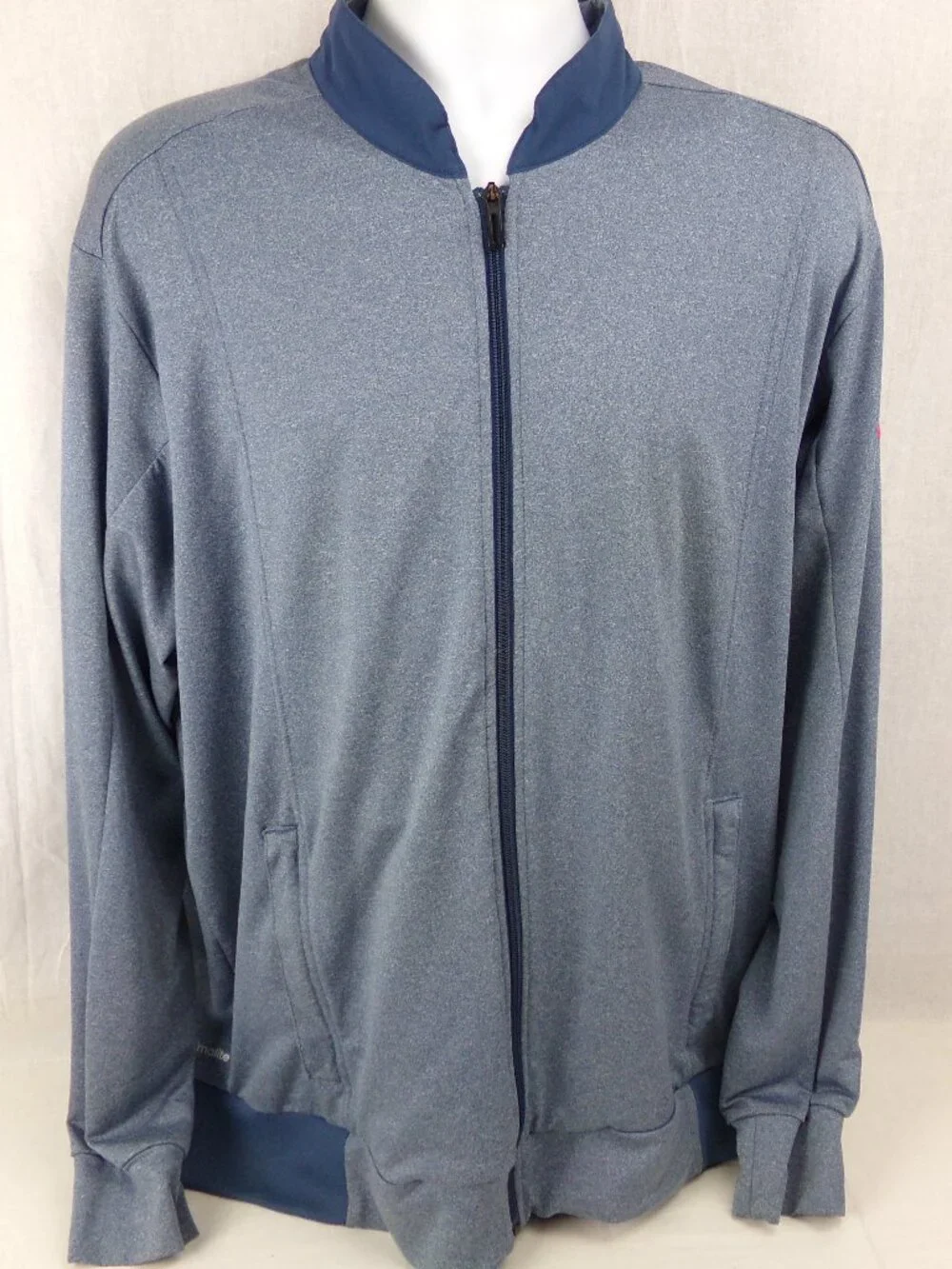 Adidas Adizero Full Zip Jacket XL Blue Logo Wicking Zip Pockets